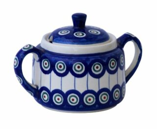 Zuckerdose, kompakt-bauchige Form mit zwei Henkeln und flachem Deckel, 350 ml, Dekor 8