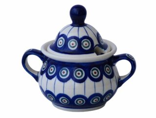 Zuckerdose, bauchige Form mit zwei Henkeln und hohem Deckel, 350 ml, Dekor 8