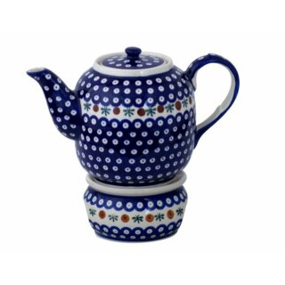 Original Bunzlauer Keramik Stövchen Ø=13,9 cm im Dekor 41 ideal für Teekannen 