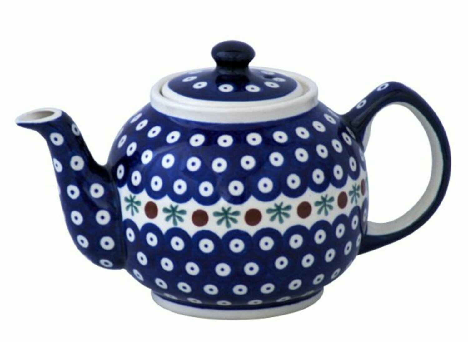 Traditional 1.0 liters teapot with a long spout and with warmer. Deco