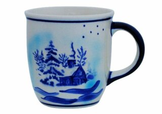 Bulgy mug with round handles in the winter decor DU11