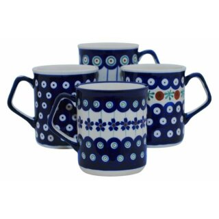 4 coffee mugs in a set with unique handles v=0.25 litres