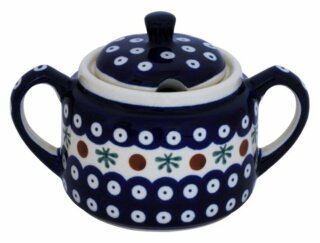 Zuckerdose, kompakt-bauchige Form mit zwei Henkeln und flachem Deckel, 350 ml, Dekor 41