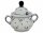 Zuckerdose, bauchige Form mit zwei Henkeln und hohem Deckel, 350 ml, Dekor 111