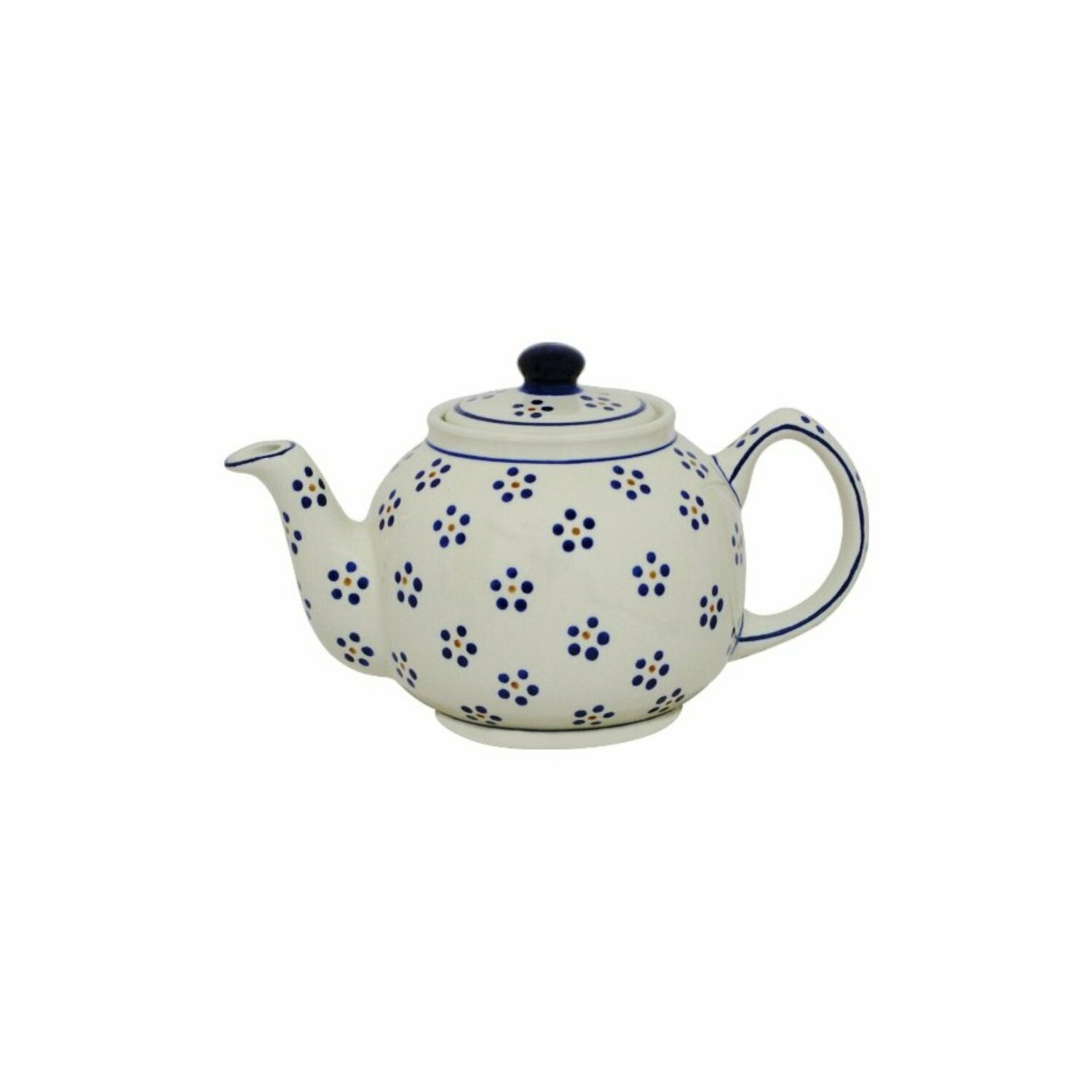 Original Bunzlauer Keramik Teekanne 2,0 Liter mit integriertem Sieb und Stövchen im Dekor 8