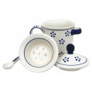 Tea mug with lid tea strainer and spoon in decor 1