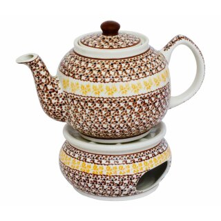 Traditional 1.0 litres teapot with a long spout and with warmer decor 973