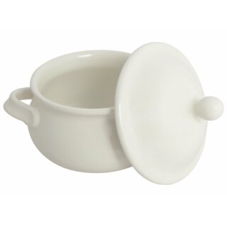 Soup cup with handle and cover in the decor creme
