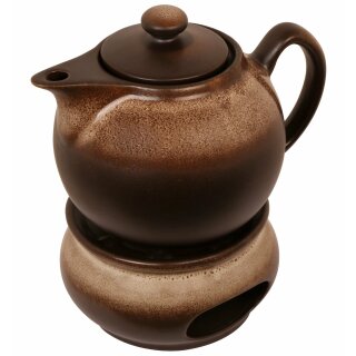 1,0 Liter moderne Teekanne mit Stövchen Dekor Zaciek (braun)