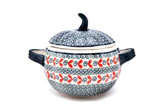 Kürbis-Suppentasse / Marmeladentopf mit Deckel Ø19,5 cm, H=14,8cm, V=0,8 L,  Dekor 1138