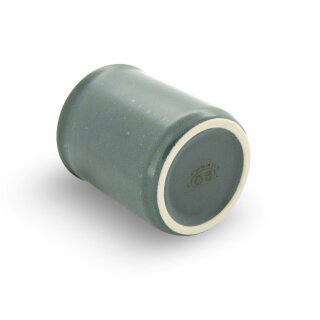 Bunzlauer Keramik Becher ohne Henkel / Zahnputzbecher, H = 9,2 cm, V = 0,25 Liter, Dekor ZIELON