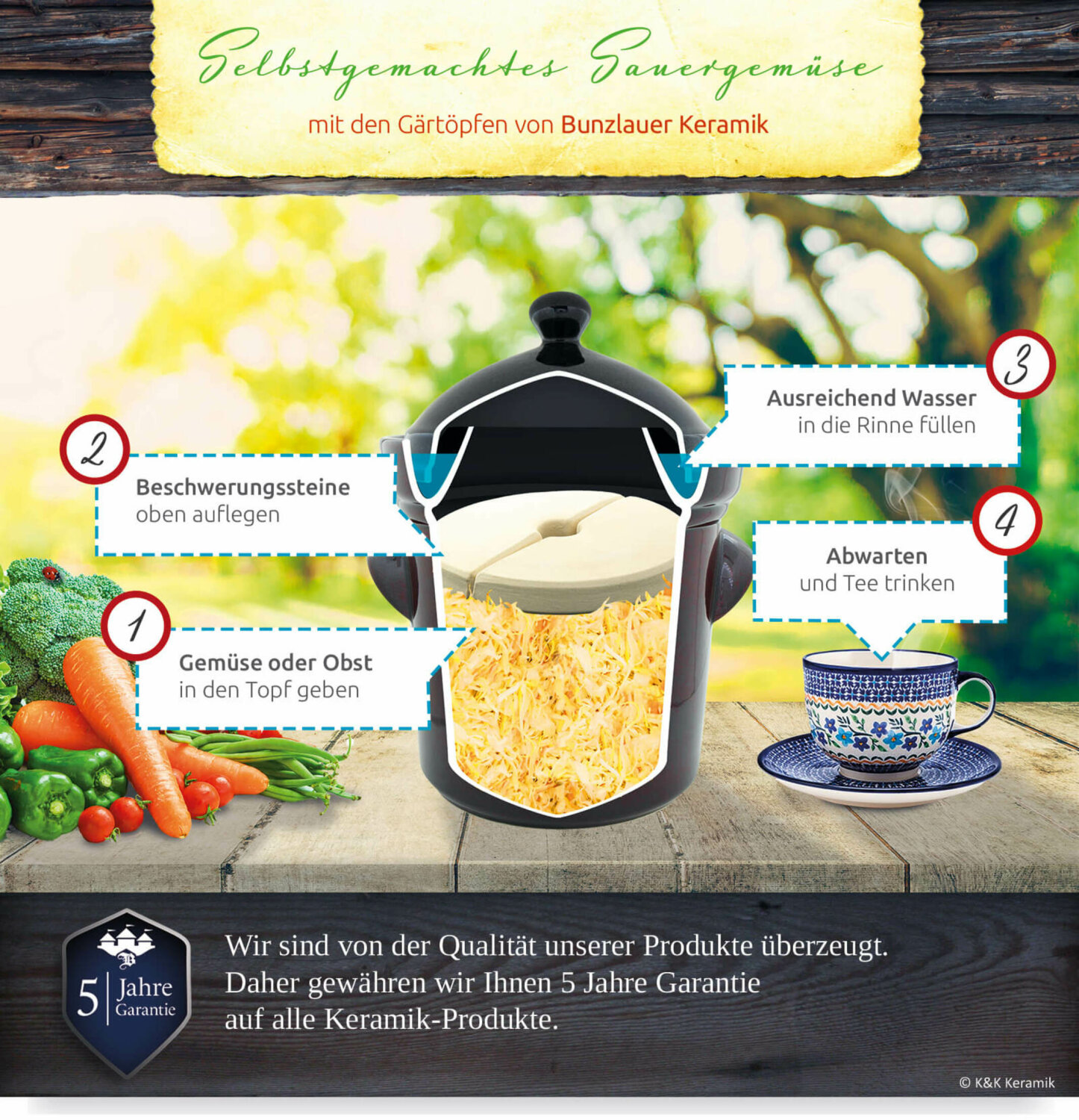 MS-Steinzeug Gärtopf 10 Liter - Perfekt Für Gesunde Fermentation