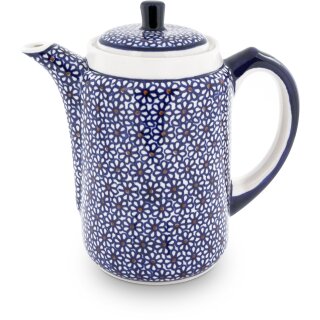 Original Bunzlauer Keramik Teekanne 2,0 Liter mit integriertem Sieb und Stövchen im Dekor 8
