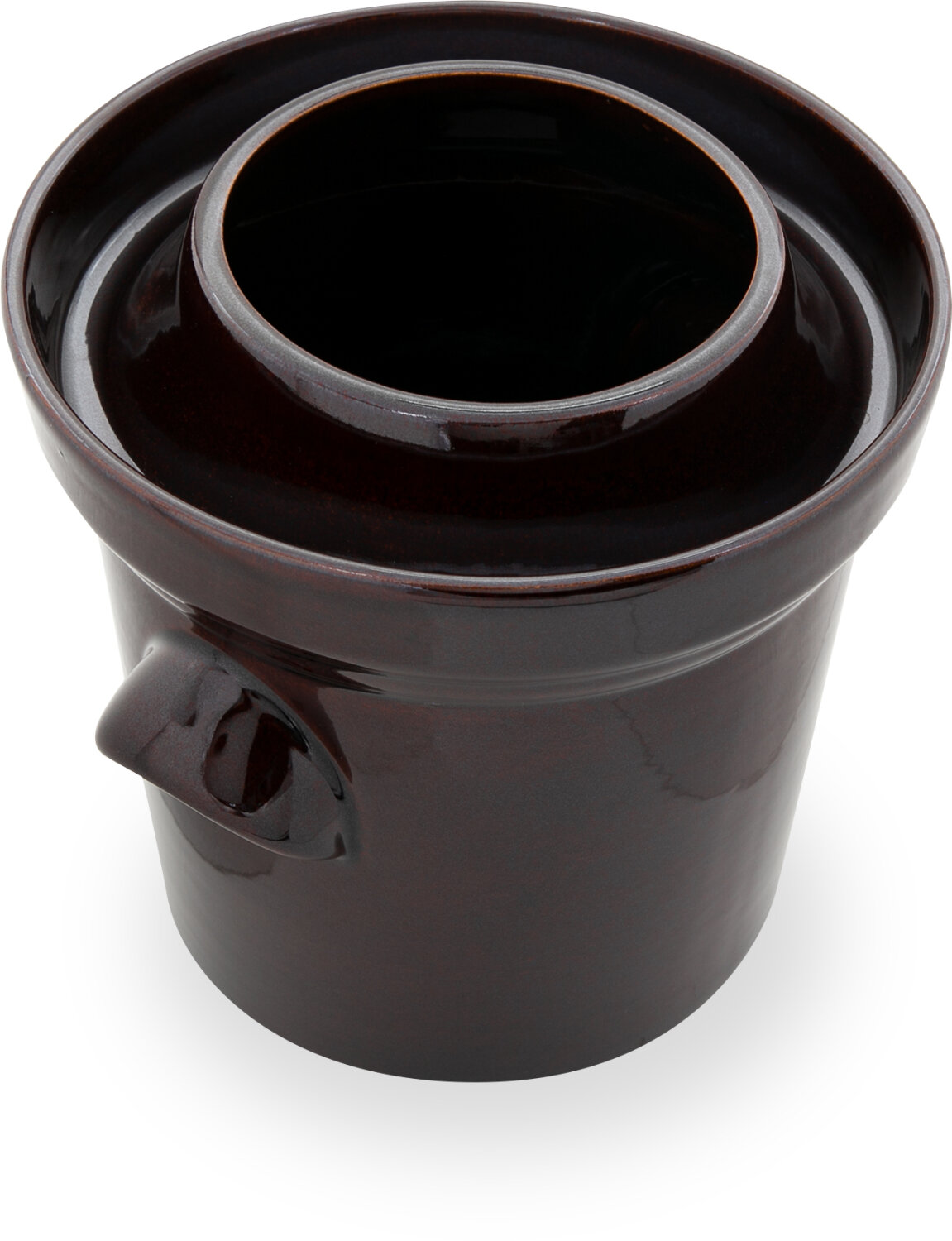 Original KERAZO Gärtopf 8 Liter - Fermentiertopf Mit Deckel & Stein Braun