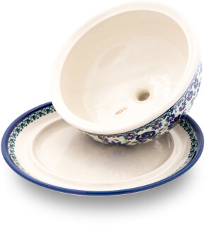 Butter Tub Polish Pottery DU126 Pattern from Zaklady, 2 deals Cups Capacity