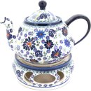 Bunzlauer Keramik Teekanne mit Stövchen 1.5 Liter, Dekor...