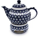 Bunzlauer Keramik Teekanne mit Stövchen 1.25L, Dekor 8