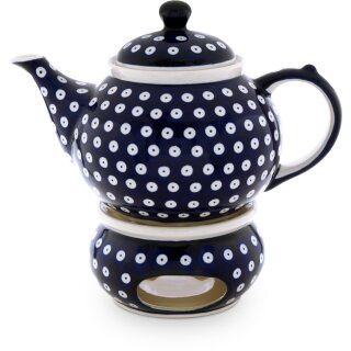 Bunzlauer Keramik Teekanne mit Stövchen 1.25L Dekor 42