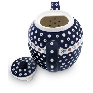 Bunzlauer Keramik Teekanne mit bauchigem Stövchen 1.5 Liter, Dekor 41