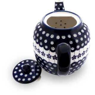 Bunzlauer Keramik Teekanne mit bauchigem Stövchen 1.5 Liter, Dekor 166a