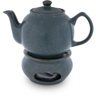 Bunzlauer Keramik Teekanne 1.0L mit Stövchen, Dekor ZIELON