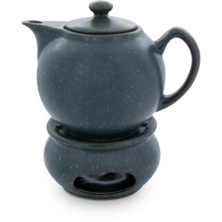 1,0 Liter Retro-Teekanne mit Stövchen Dekor Zielon (grün-granit)